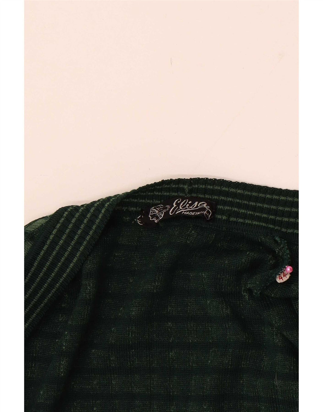Suéter cardigã aberto feminino vintage IT 44 xadrez verde médio