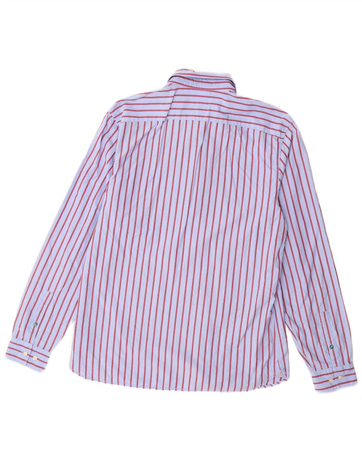 Camisa masculina Lacoste tamanho 41 grande algodão listrado azul