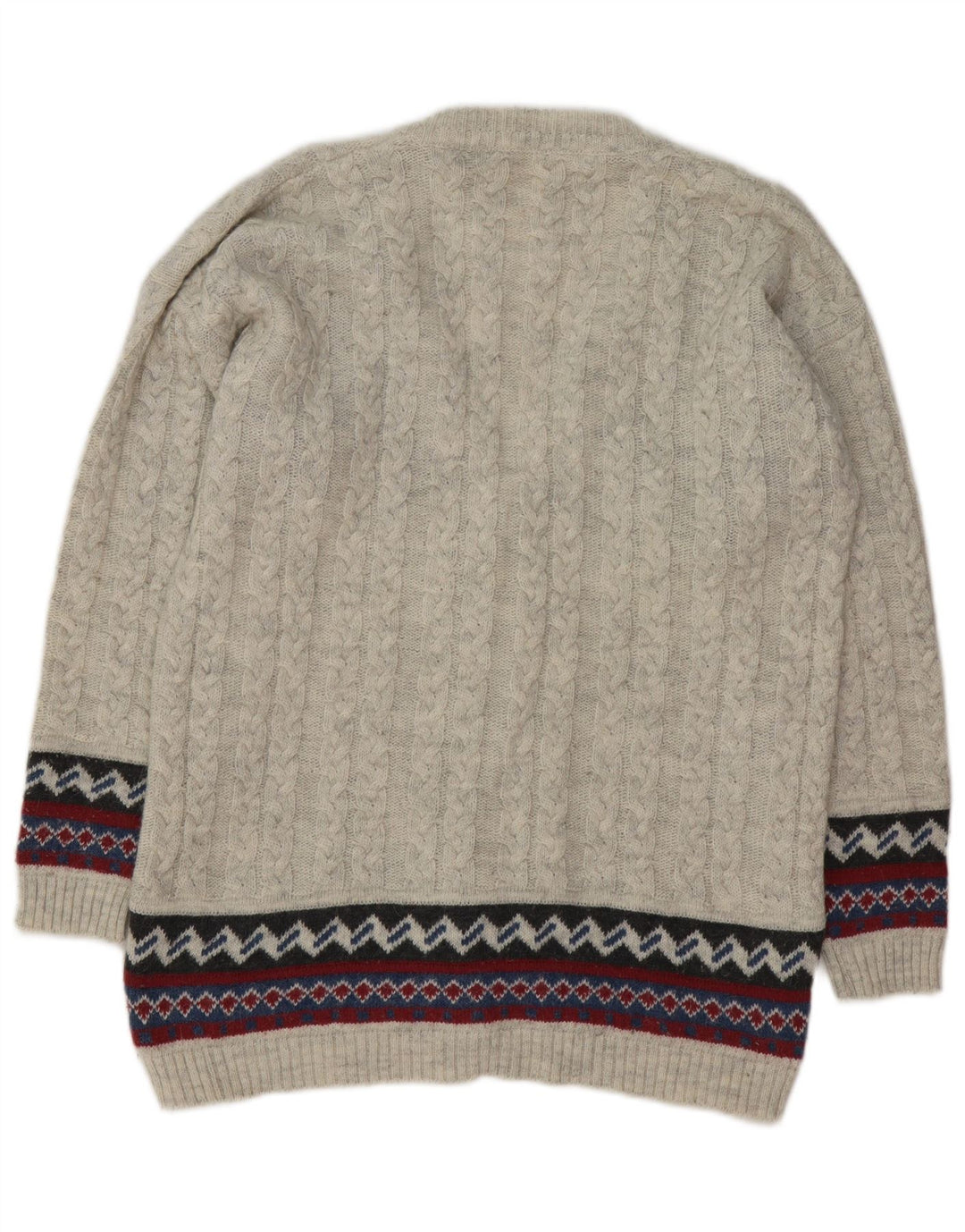 Suéter cardigã masculino VINTAGE cinza médio Fair Isle