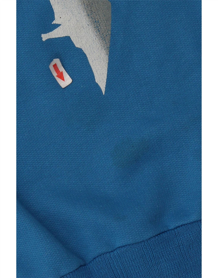 Moletom gráfico masculino vintage jumper médio azul algodão retrô