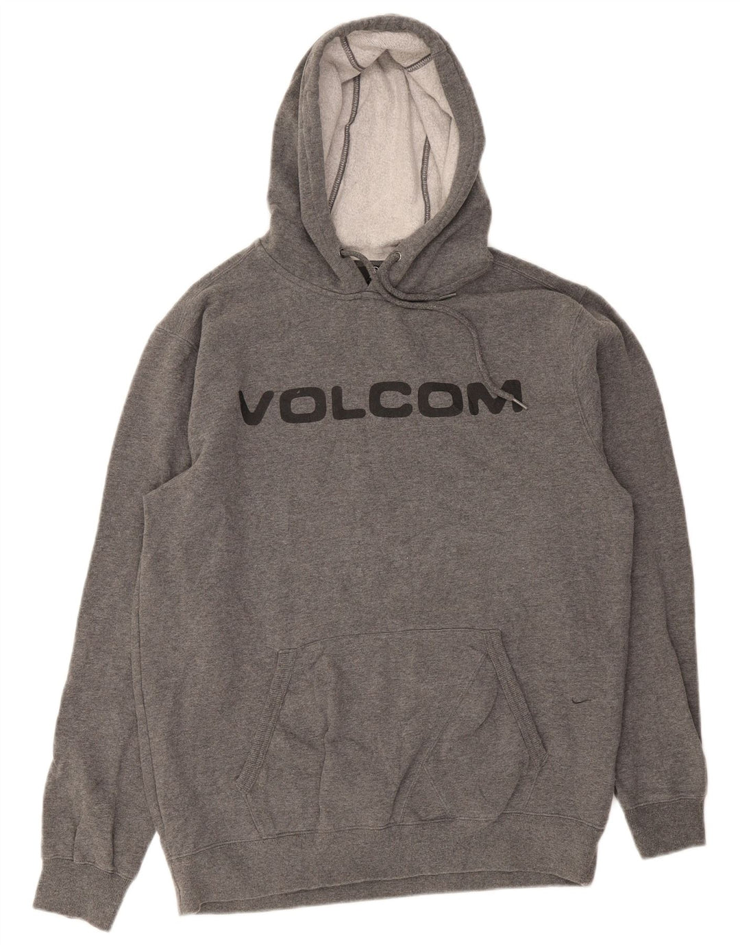 Suéter masculino com capuz gráfico Volcom grande algodão cinza