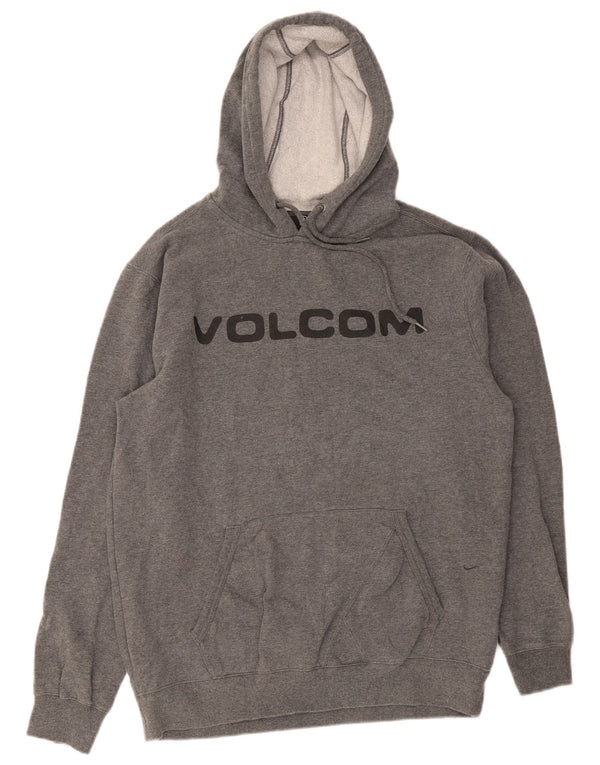 Volcom Mens Graphic Hoodie Jumper Large Grey Cotton