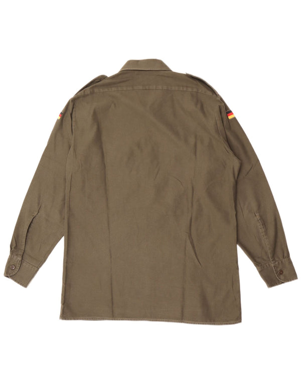 Vintage Mens Military Shirt Size 41/42 Large Khaki Polyester