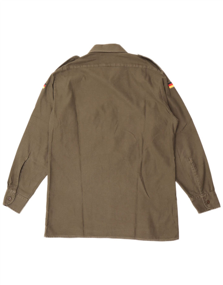 Camisa militar masculina vintage tamanho 41/42 poliéster cáqui grande