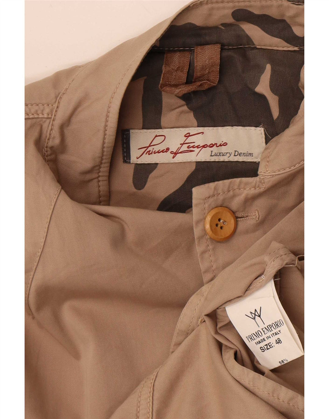 Jaqueta blazer militar masculina Primo Emporio IT 48 algodão bege médio