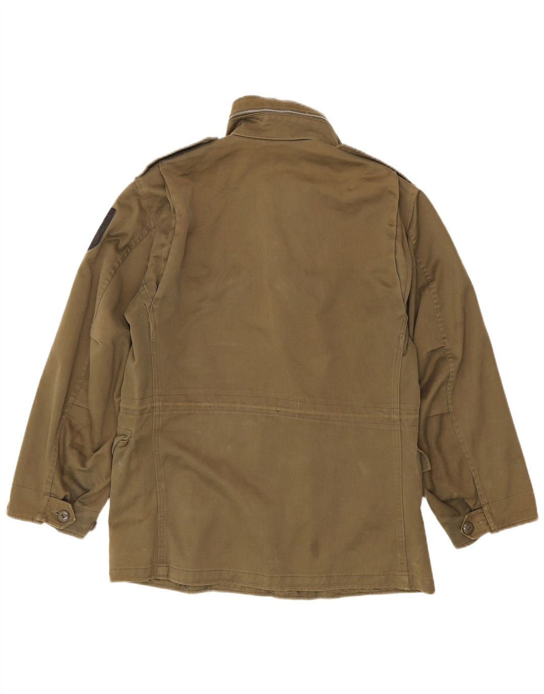 Jaqueta militar masculina vintage Reino Unido 40 poliéster cáqui grande