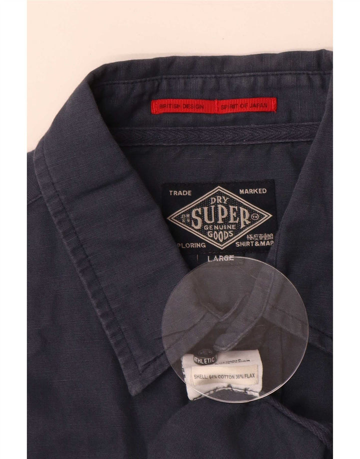 Camisa masculina Superdry grande algodão azul marinho