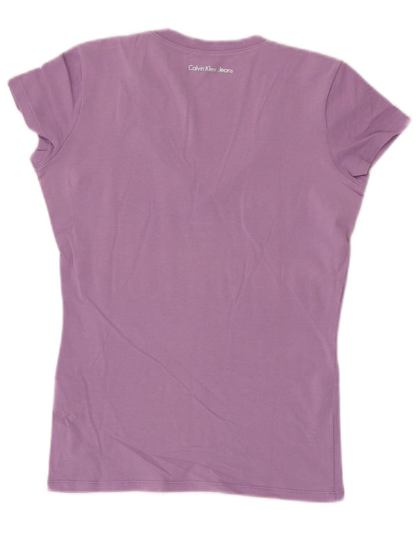 Camiseta Calvin Klein Jeans Feminina Top UK 6 XS Roxo Algodão