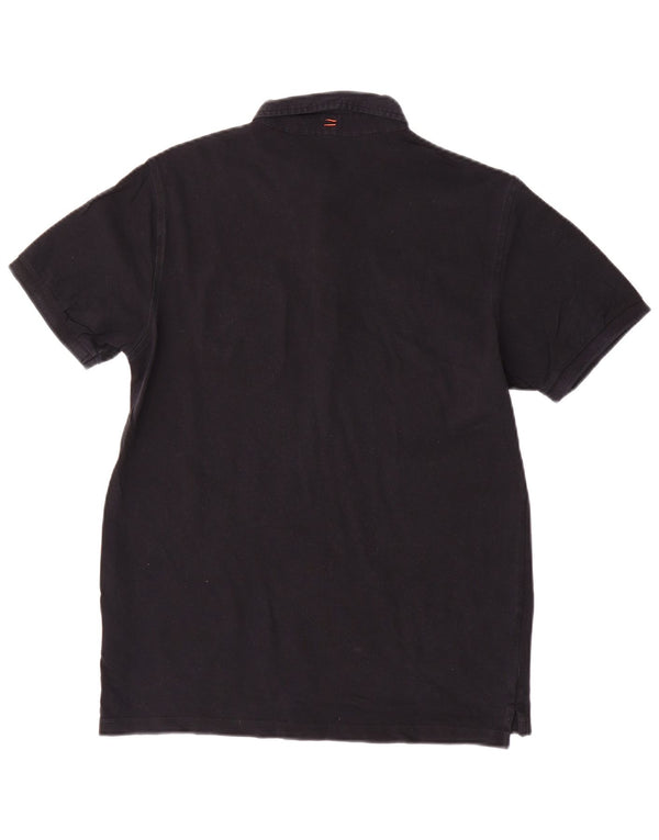 Camisa polo masculina Sun68 de algodão preto médio