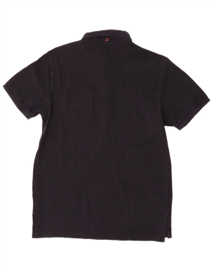 Camisa polo masculina Sun68 de algodão preto médio