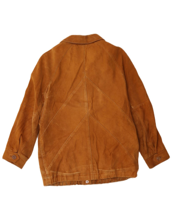 Jaqueta de camurça feminina vintage UK 12 bege médio