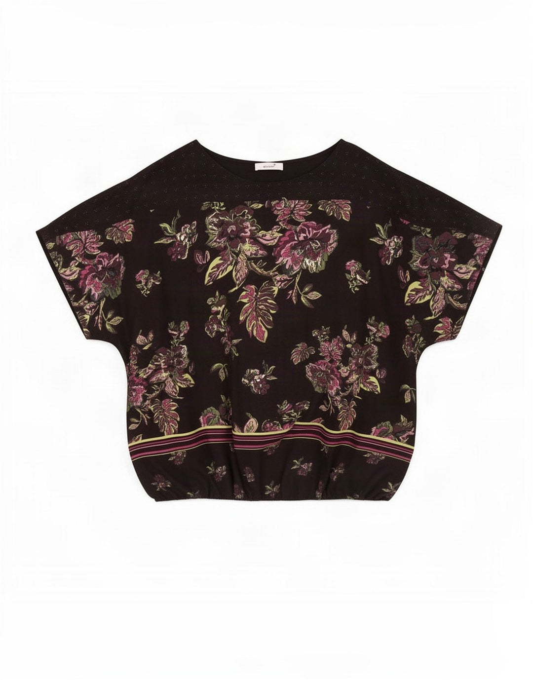 Blusa feminina Marks & Spencer UK 22 3XL poliéster floral preto
