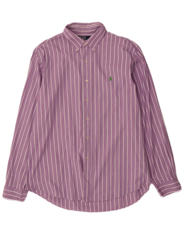 Camisa masculina Polo Ralph Lauren com ajuste personalizado tamanho 43 17 XL listra roxa