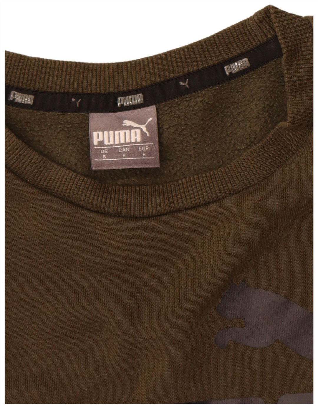 Puma Mens Graphic Moletom Jumper Pequeno Algodão Cáqui