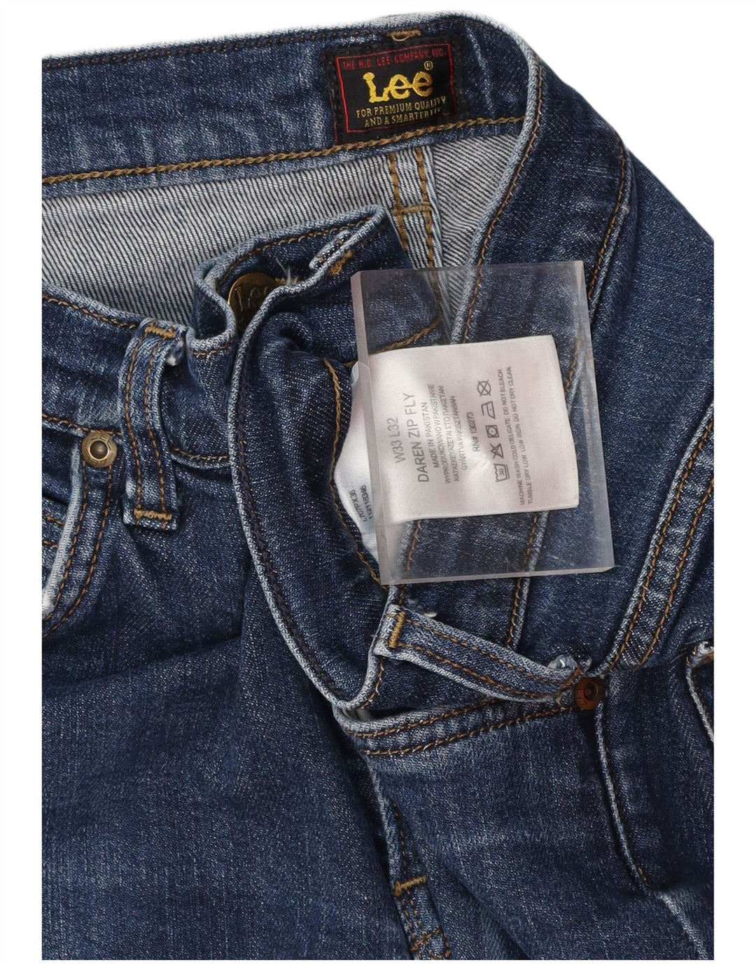 LEE Masculino Daren Zip Fly Slim Jeans W33 L32 Azul Marinho Algodão