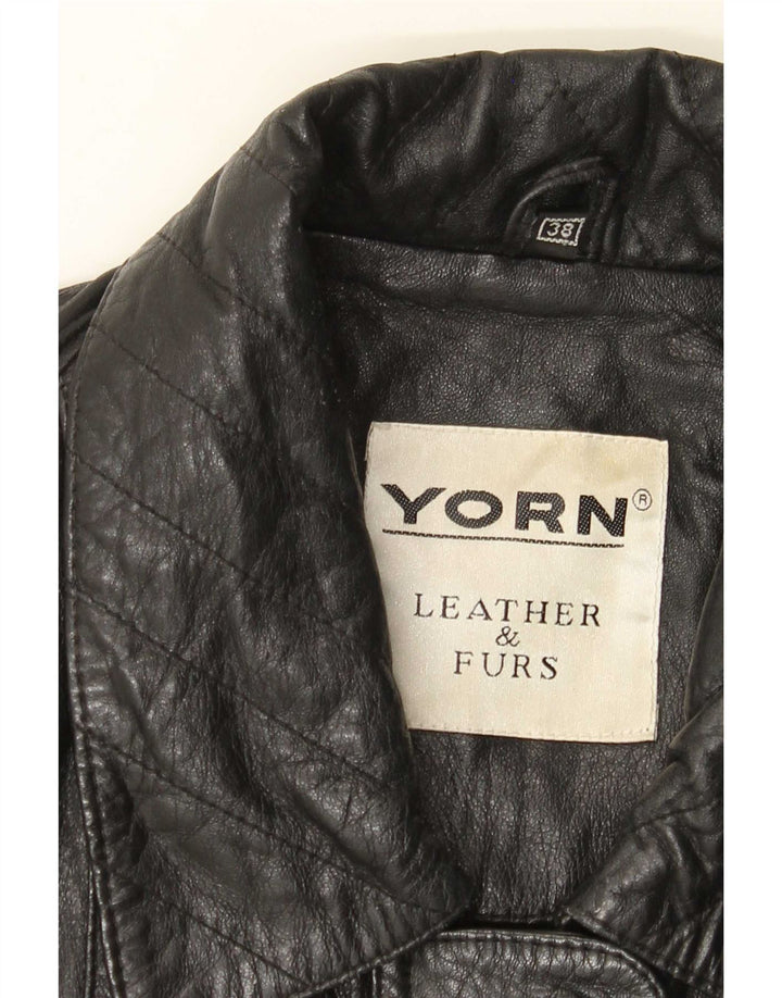 Casaco de couro feminino Yorn EU 38 médio preto
