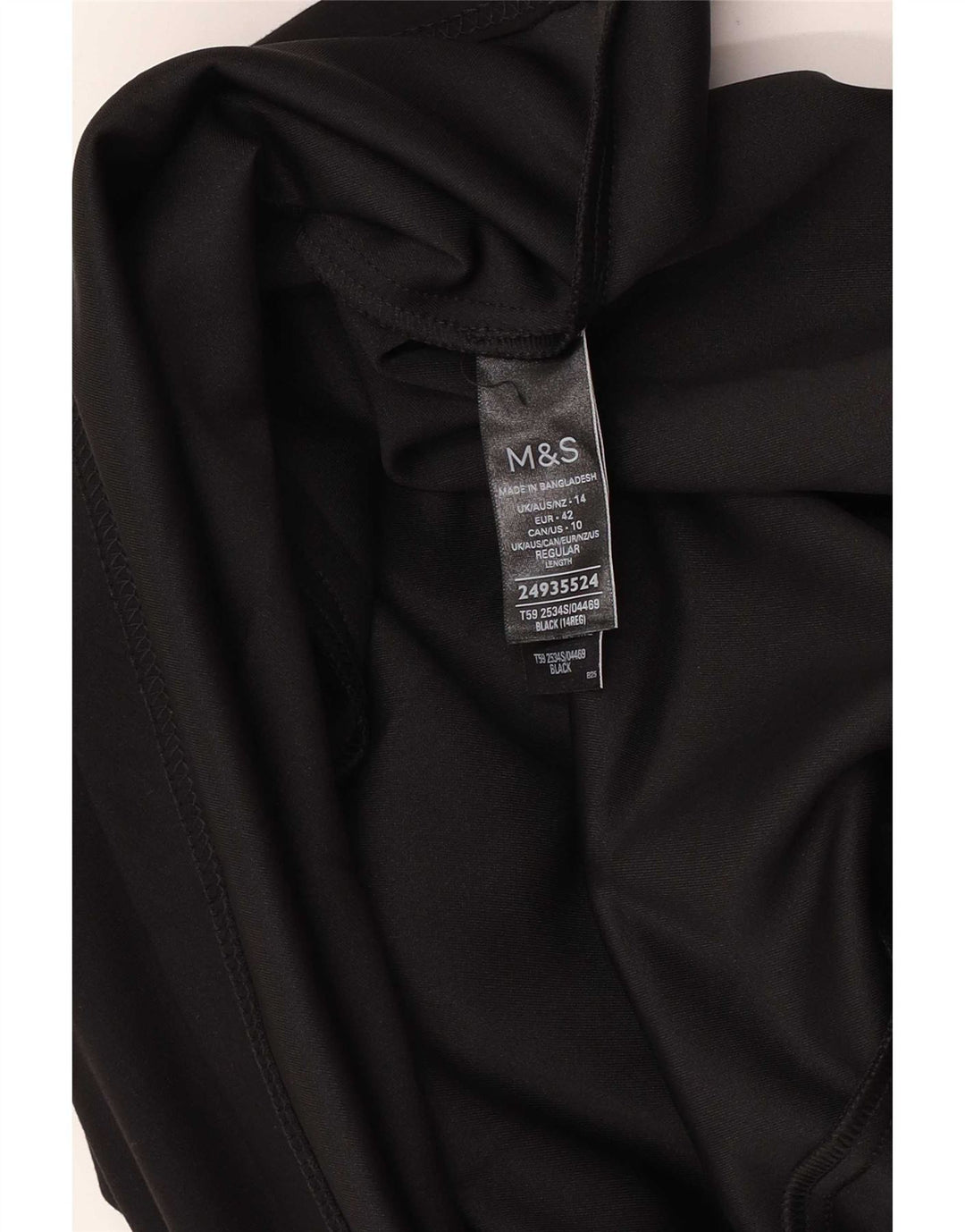 Saia feminina Marks & Spencer UK 14 grande W34 poliéster preto