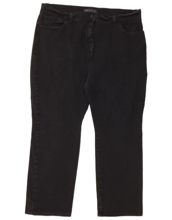 Calça feminina reta casual Marks & Spencer UK 18 XL W38 L26 preta