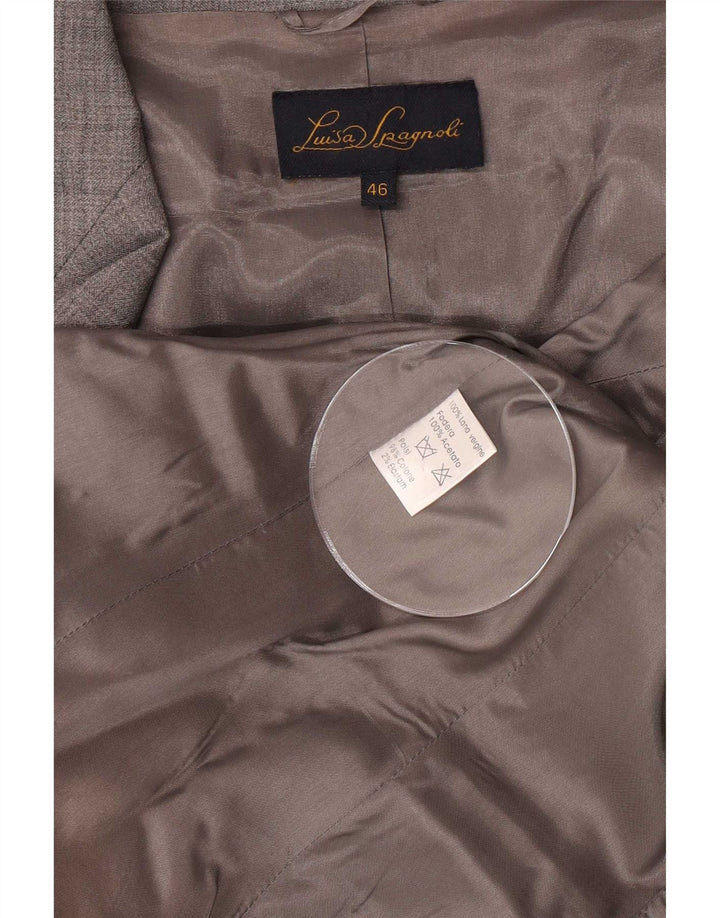 Luisa Spagnoli Jaqueta blazer feminina manga 3/4 1 botão IT 46 grande cinza