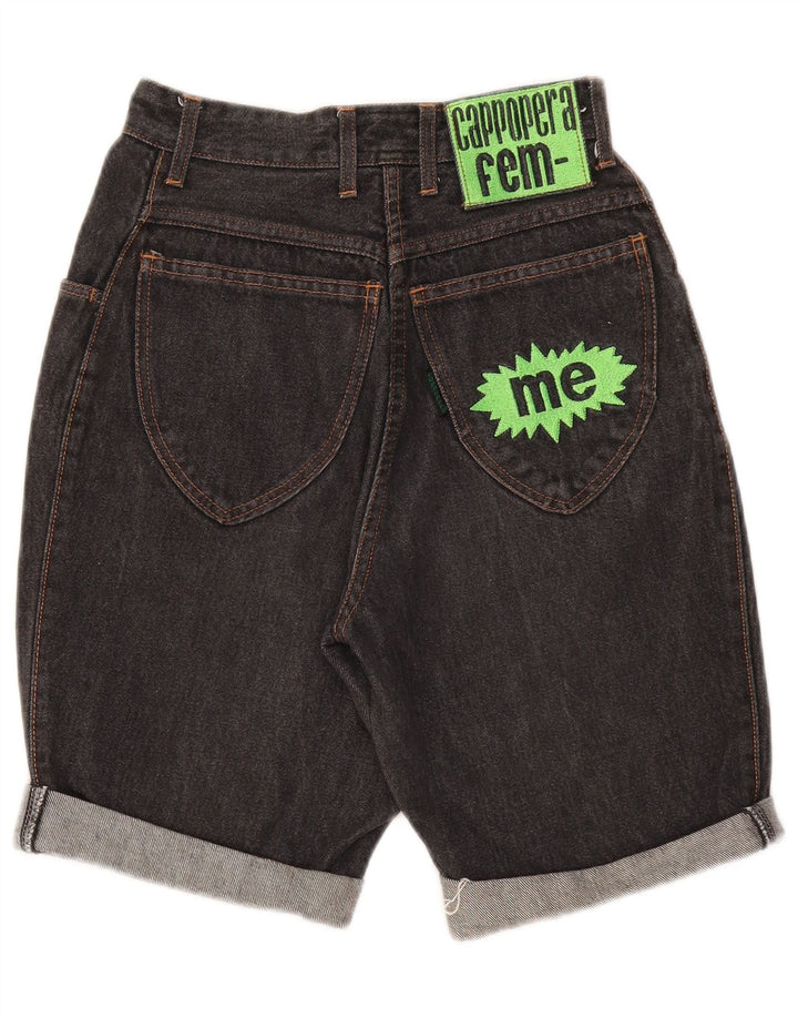 Shorts jeans feminino de cintura alta CAPPOPERA W26 pequeno algodão cinza