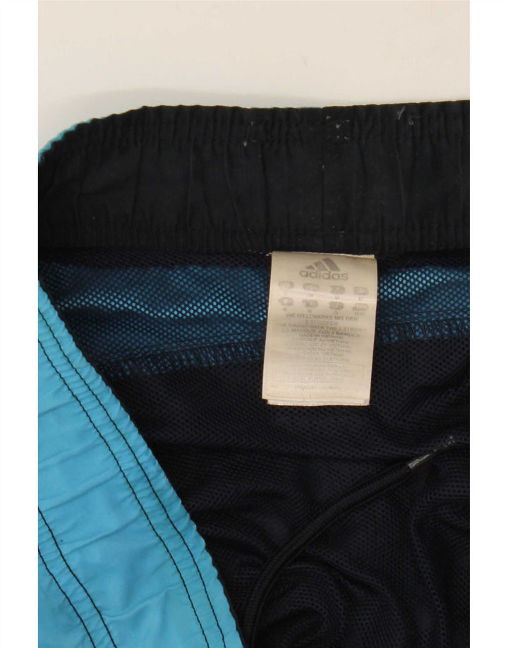 Shorts de natação masculinos gráficos Adidas médio azul marinho Colourblock poliéster
