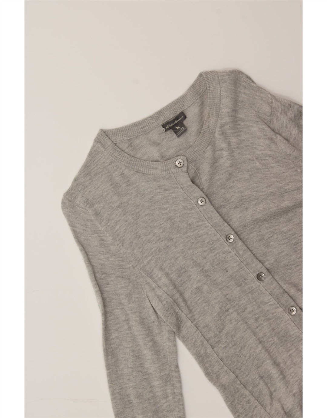 EDDIE BAUER Womens Cardigan Sweater UK 6 XS Grey Cotton Vintage Eddie Bauer and Second-Hand Eddie Bauer from Messina Hembry 