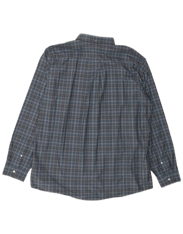 EDDIE BAUER Camisa masculina alta e relaxada XL algodão xadrez azul