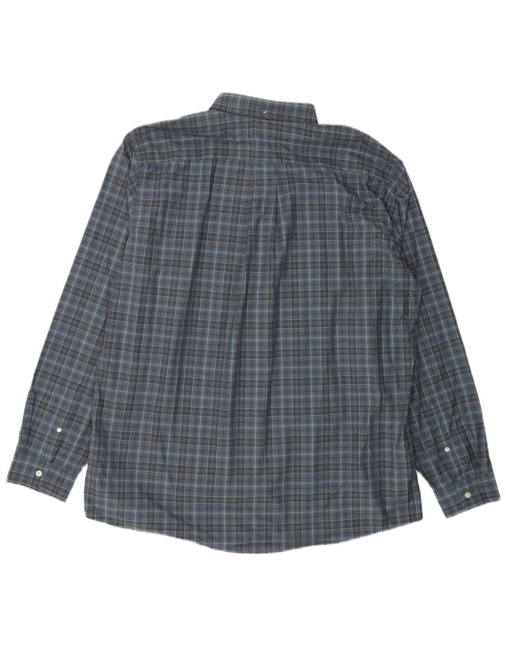 EDDIE BAUER Camisa masculina alta e relaxada XL algodão xadrez azul