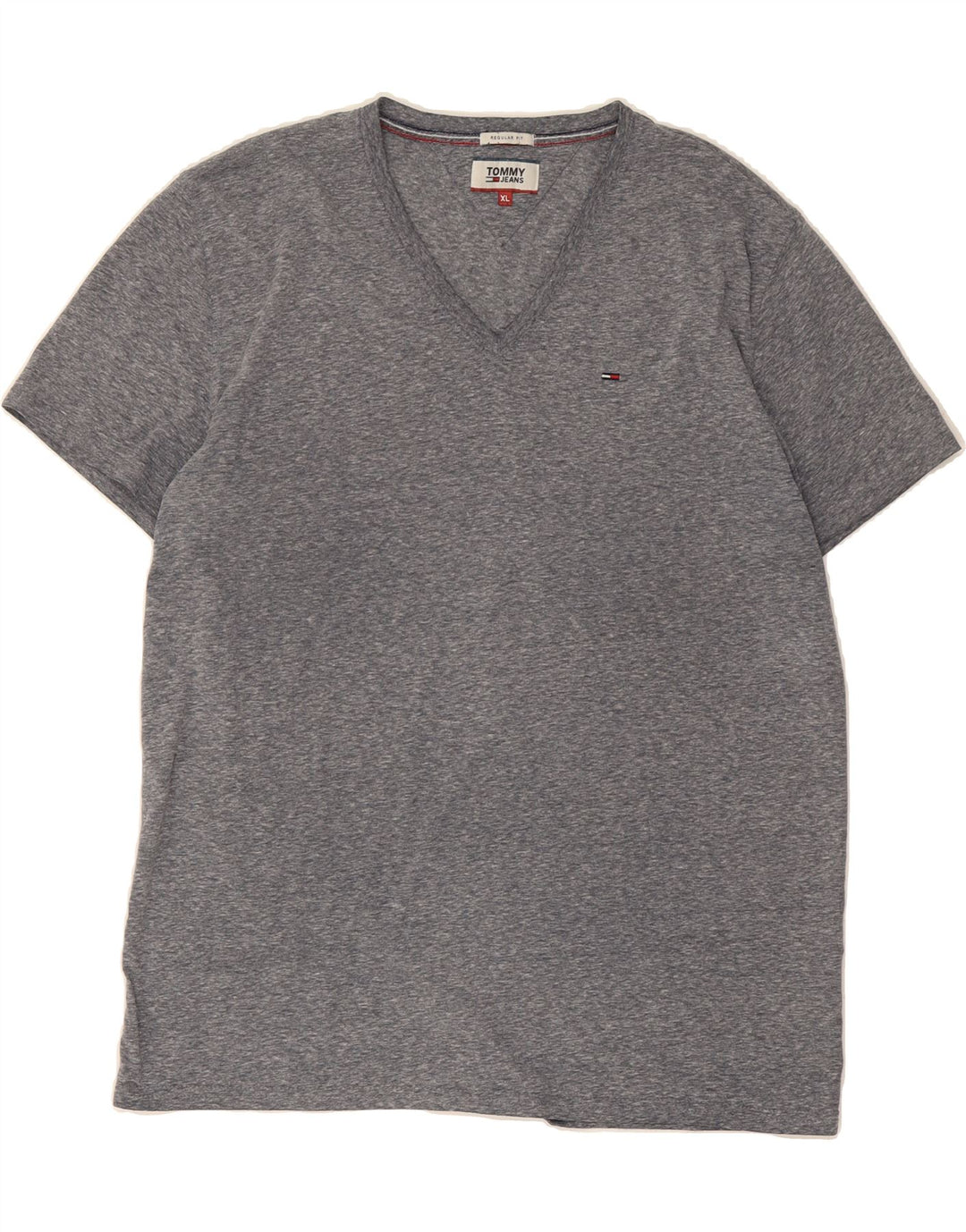 TOMMY HILFIGER Mens Regular Fit T-Shirt Top XL Grey Flecked Cotton Vintage Tommy Hilfiger and Second-Hand Tommy Hilfiger from Messina Hembry 