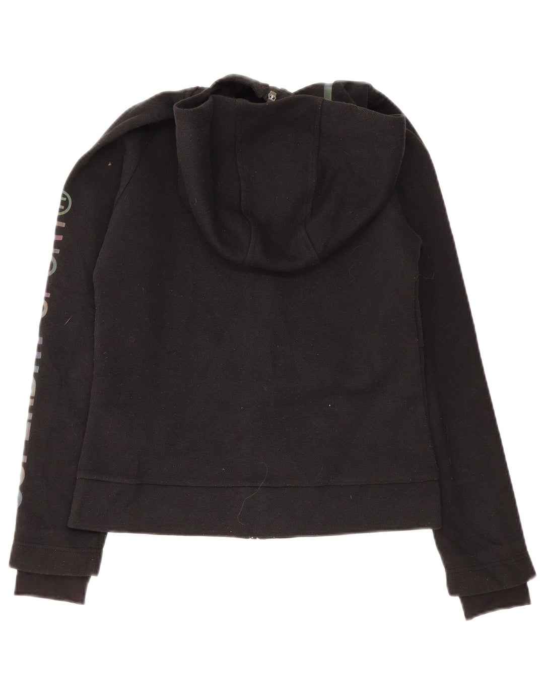 Suéter feminino Superdry com capuz e zíper gráfico UK 10 pequeno poliéster preto