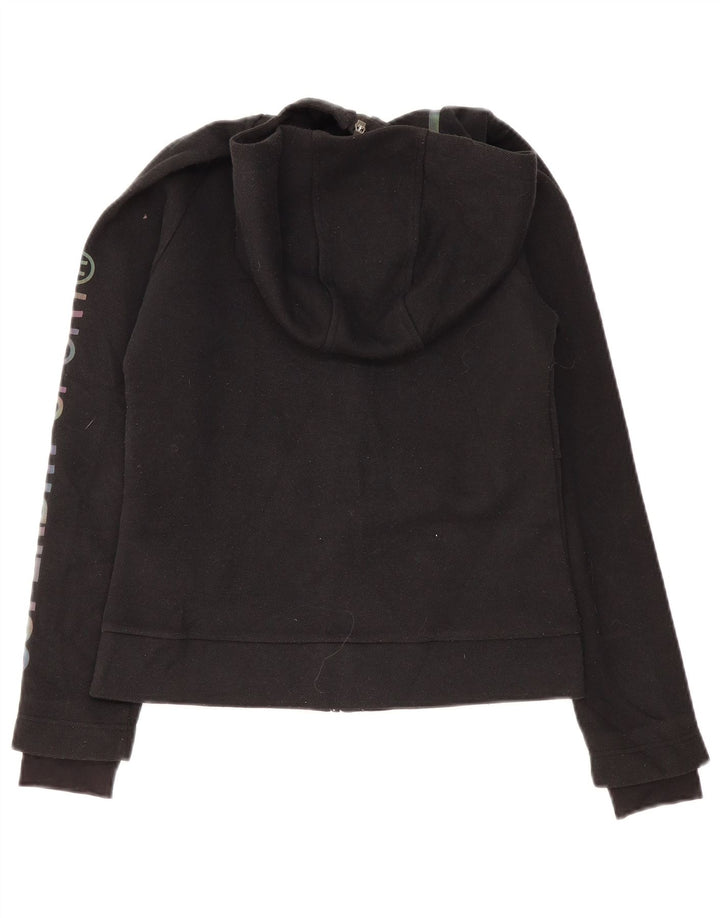 Suéter feminino Superdry com capuz e zíper gráfico UK 10 pequeno poliéster preto