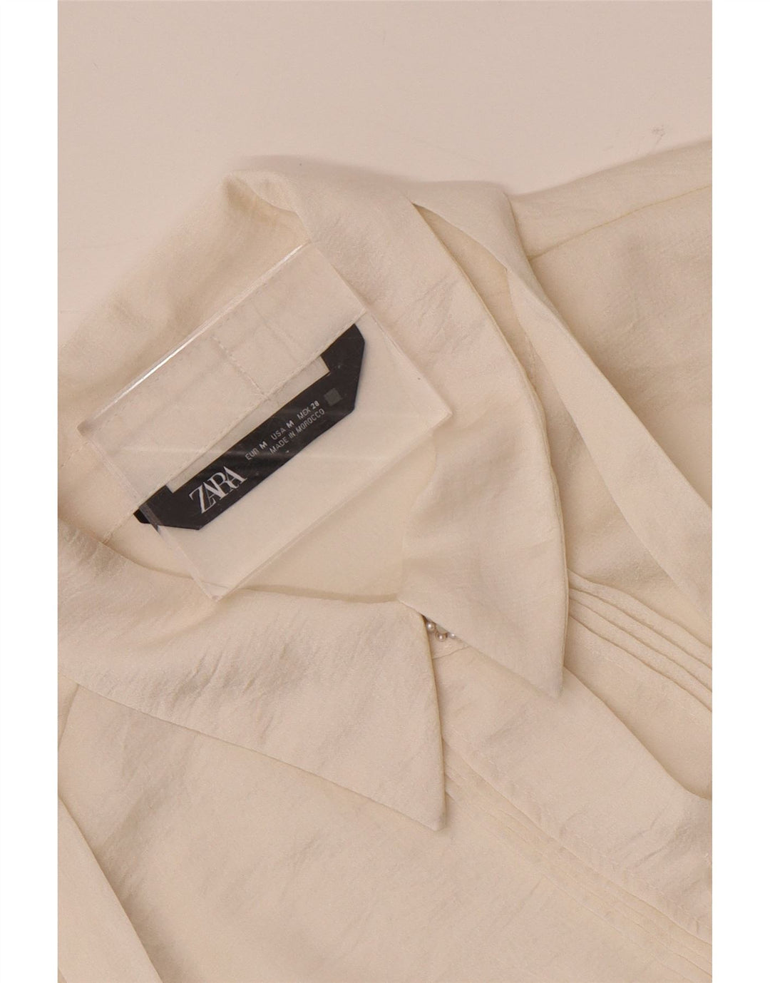 Blusa feminina Zara com gravata borboleta Reino Unido 14 médio branco