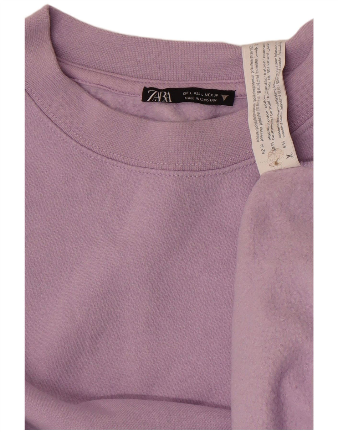Zara Womens Crop Sweatshirt Jumper UK 16 Grande Roxo Poliéster