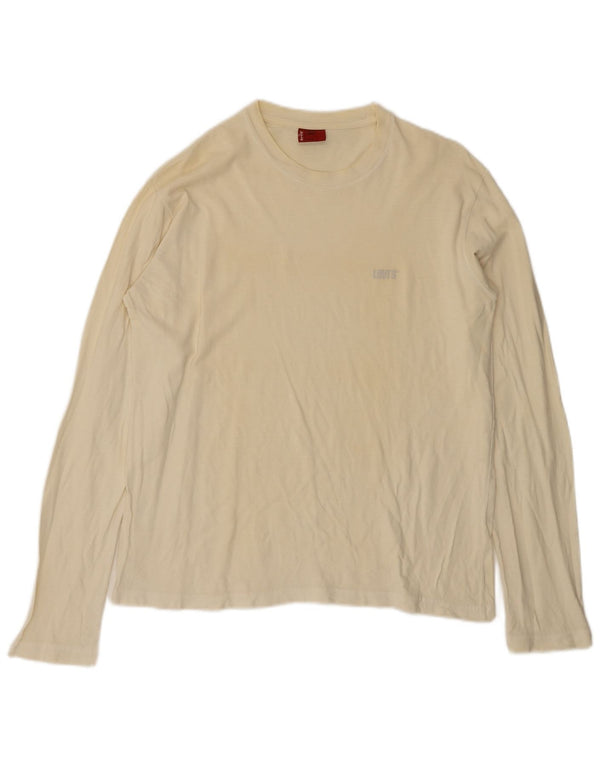 Top feminino LEVI'S de manga comprida UK 16 grande algodão branco