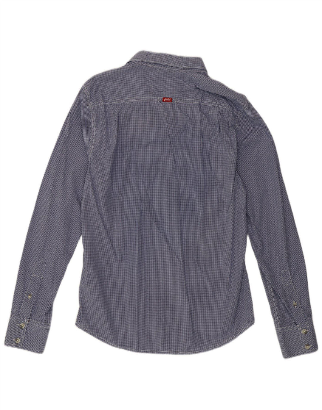 Camisa masculina Superdry grande algodão guingão azul