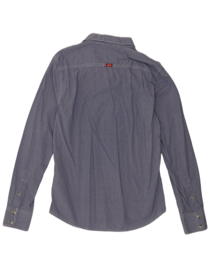 Camisa masculina Superdry grande algodão guingão azul
