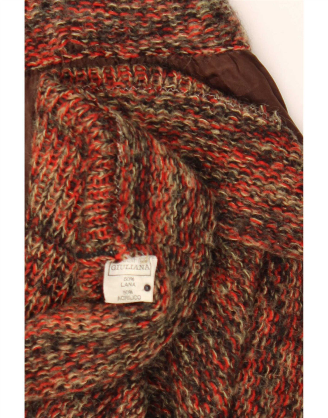 Saia feminina vintage em malha A-Line W27 pequena lã manchada multicolorida