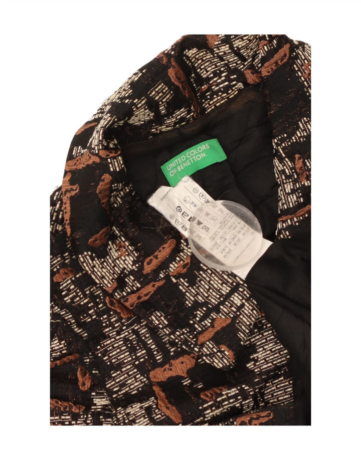 Sobretudo feminino com padrão abstrato Benetton UK 10 poliéster preto pequeno