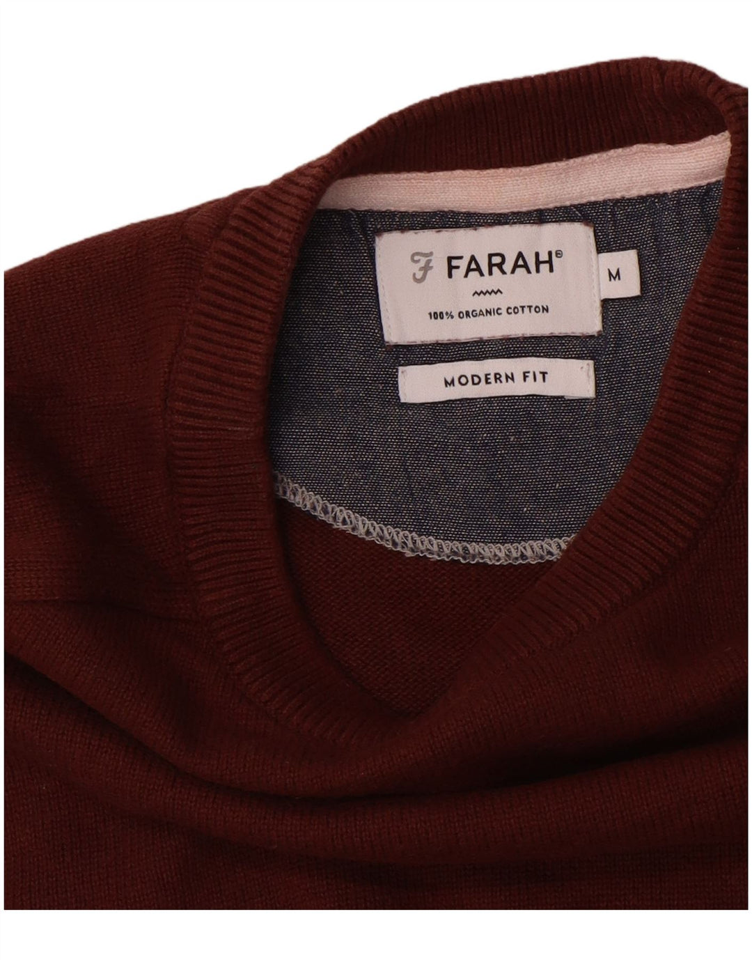 Suéter masculino Farah com ajuste moderno e gola redonda, algodão marrom médio