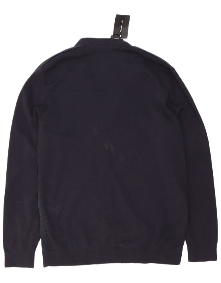 Suéter cardigã masculino Massimo Dutti regular fit grande azul marinho poliamida