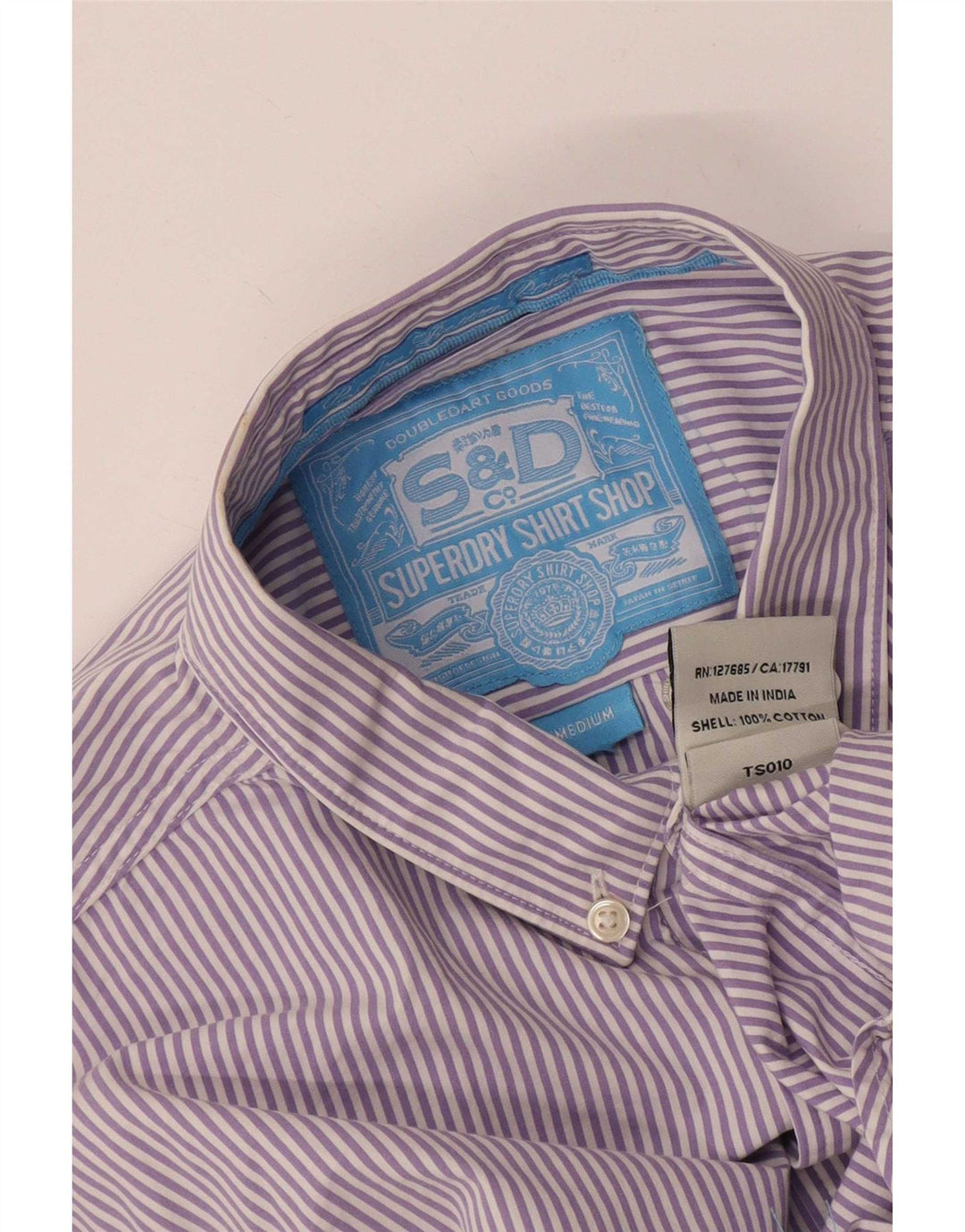 Camisa masculina Superdry médio roxo risca de algodão