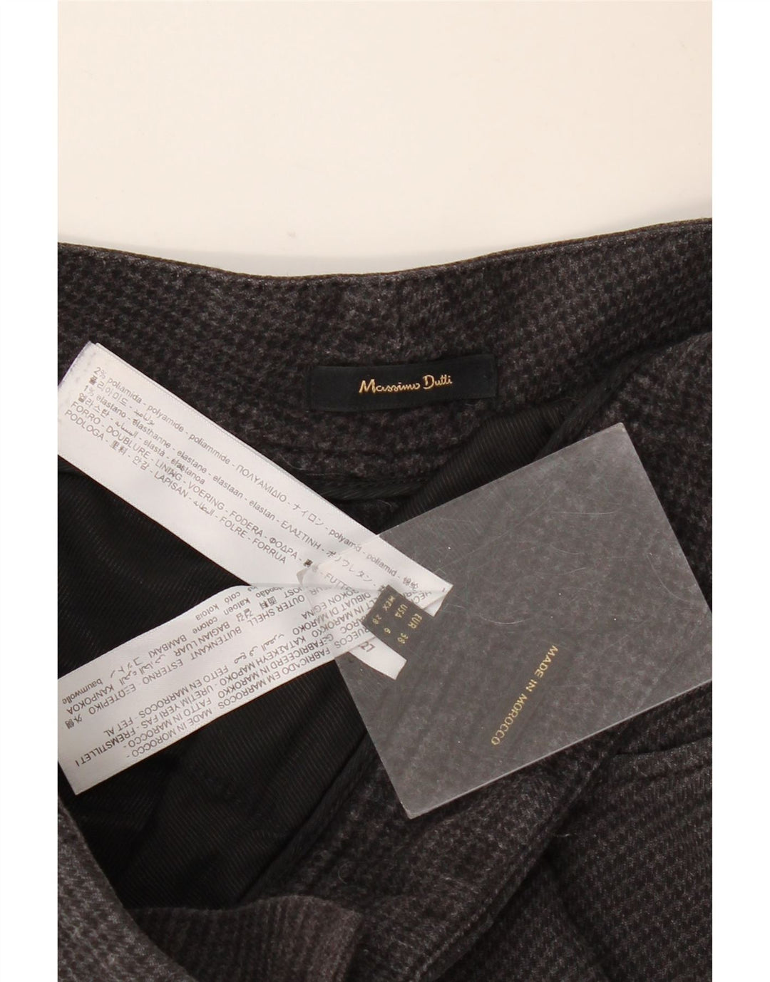 Calça casual feminina Massimo Dutti UE 38 pequena W28 L27 preta houndstooth