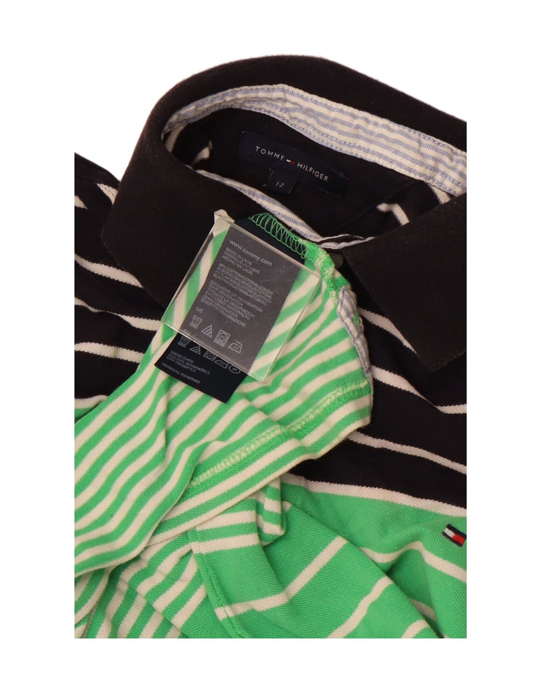 Camisa polo feminina TOMMY HILFIGER 11-12 anos verde algodão colorblock