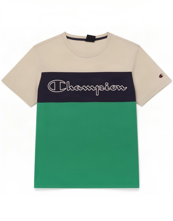 Camiseta masculina com estampa gráfica Champion pequeno bloco colorido branco