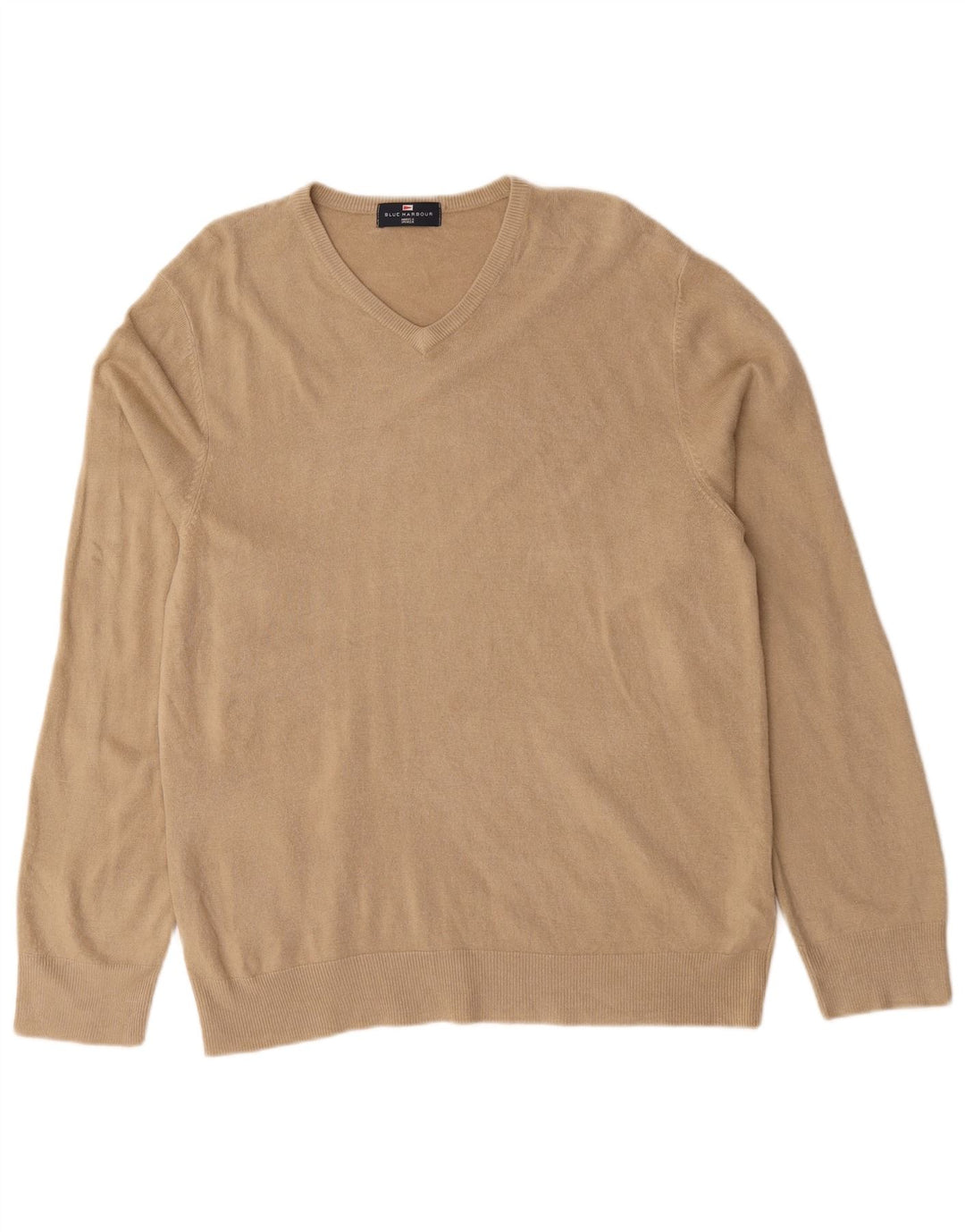 Suéter masculino Marks & Spencer Blue Harbor Jumper grande bege acrílico