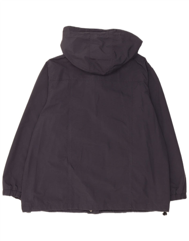 Jaqueta de chuva oversized com capuz feminino vintage Reino Unido 18 XL azul marinho poliamida