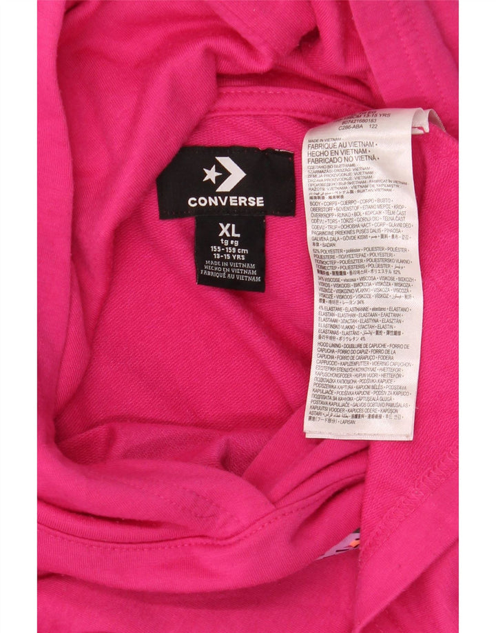 Jumper com capuz gráfico CONVERSE para meninas 13-14 anos XL rosa manchado