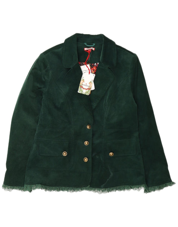 Jaqueta blazer feminina de veludo cotelê com 3 botões Joe Browns Reino Unido 14 grande algodão verde