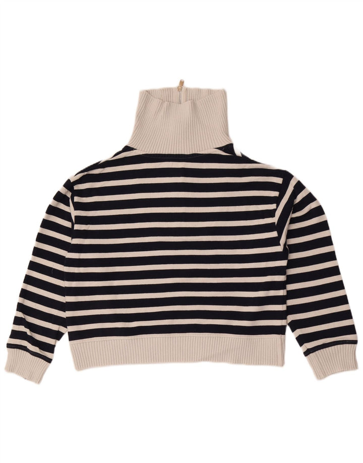 Suéter feminino Marks & Spencer com gola e zíper Reino Unido 14 médio azul marinho