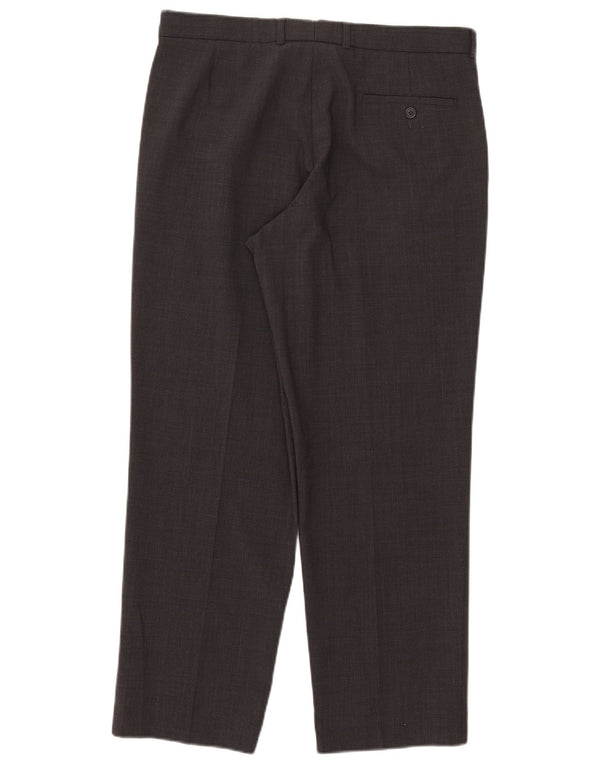 Calça masculina de terno reto sob medida Marks & Spencer W34 L29 poliéster cinza